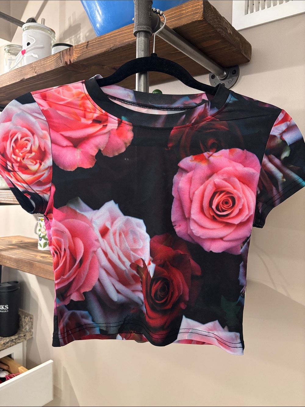 silence + noise Floral Rose Cropped Top | Size S | Y2K Statement